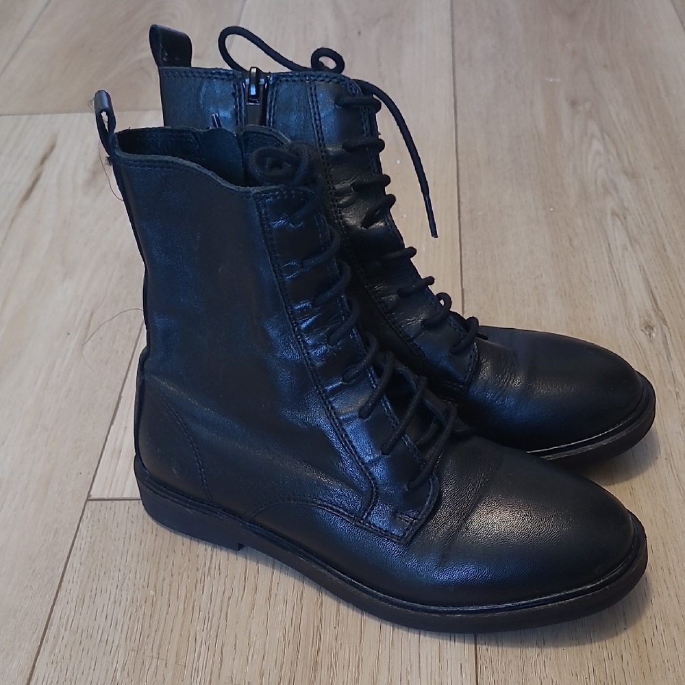 Bzara Back Lace-Up Leather Boots Girls Size 34